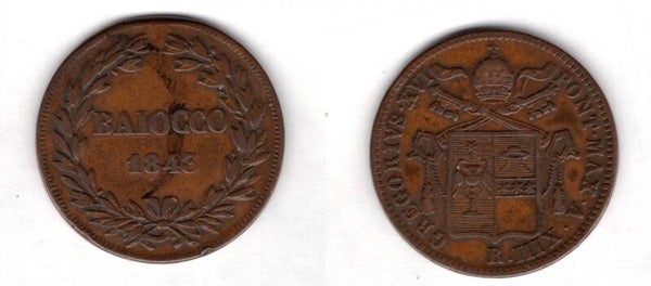 Vatican. Baioccho 1843.   dy21510