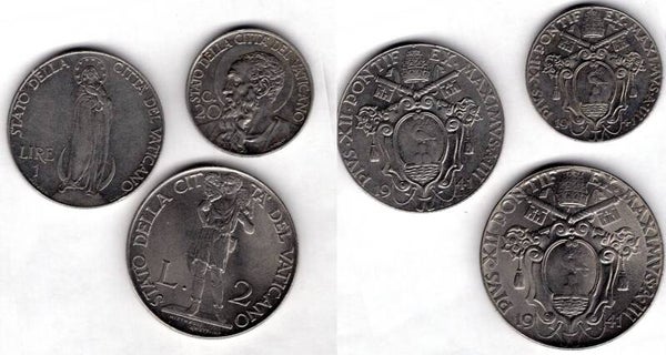 Vatican. 20C, 1L & 2L 1941.   dy21513