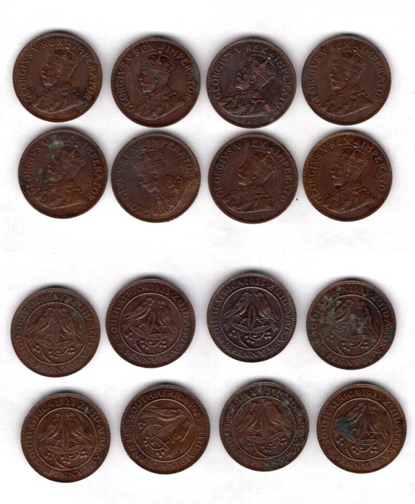 South Africa. 8 x 1923 Farthings dark finish.    dy21539