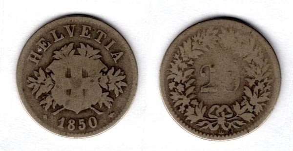 Switzerland. 20 Rappen 1850.   dy21547