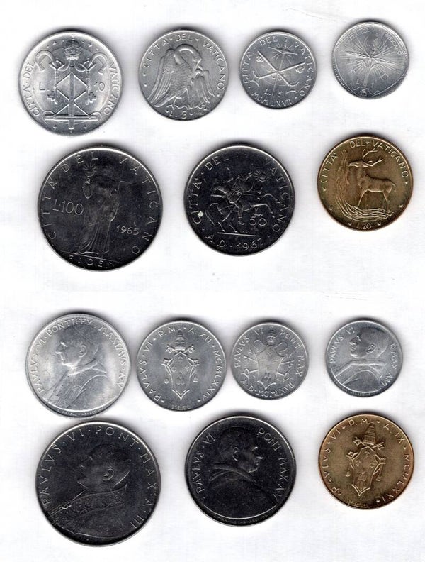 Vatican. Paul VI. Seven Coin Type Set (1963-78).  dy21564