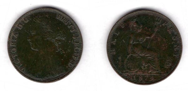 Victoria. Halfpenny 1874H      dy21576