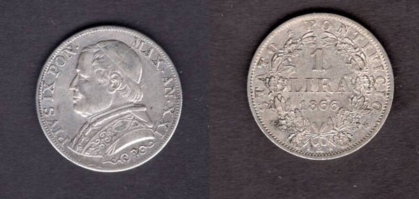 Vatican. One Lira 1866.   dy21606