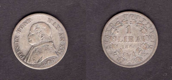 Vatican. One Lira 1866.   dy21607