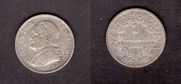 Vatican. One Lira 1866.   dy21608