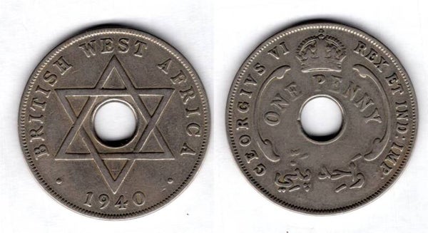 British West Africa. One Penny 1940H.  dy21653