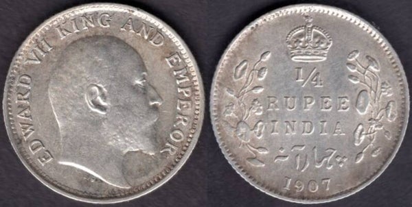 India. 1/4 Rupee 1907.  dy21674
