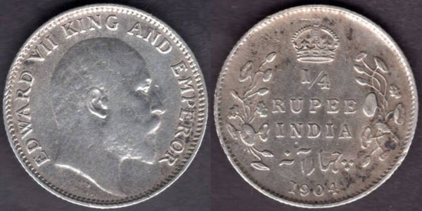 India. 1/4 Rupee 1904.  dy21675