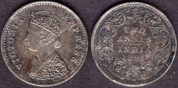 India. Two Annas 1894.  dy21689