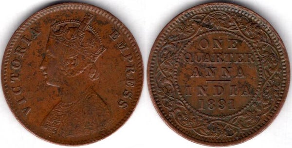 India. 1/4 Anna 1891.  dy21695