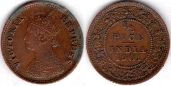 India. 1/2 Pice 1901.  dy21697
