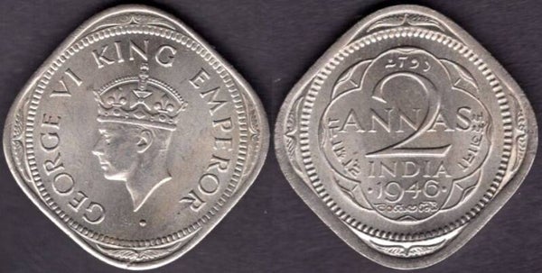 India. Two Annas 1946.  dy21709