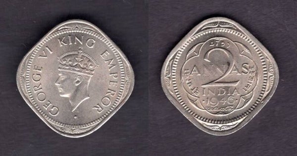 India. Two Annas 1946.  dy21721
