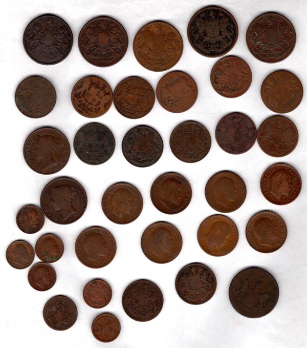 British India. 36 copper coins. DY21808