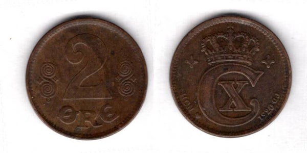 Denmark. Two Ore 1920.   dy21824