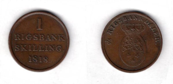 Denmark. Skilling 1818.   dy21828