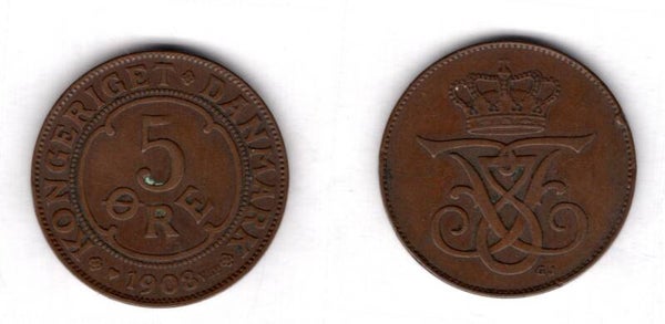 Denmark. 5 Ore 1908.   dy21834