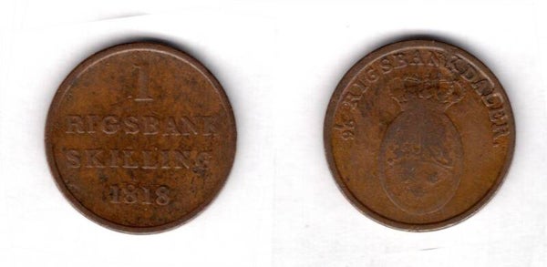 Denmark. One Skilling 1818.   dy21841