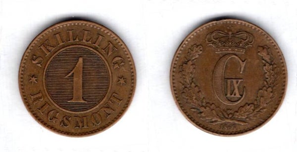 Denmark. One Skilling 1867.     dy21844