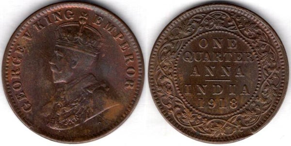 India. 1/4 Anna 1918.  dy21866