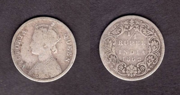 India. 1/4 Rupee 1862.  dy21870