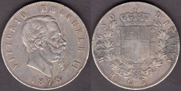 Italy. Five Lire 1878R.   dy21880