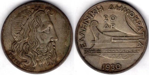Greece. 20 Drachma 1930.   dy21981