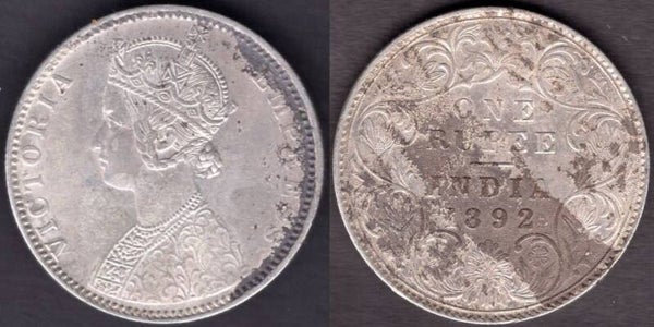 India. One Rupee 1892.  dy21985
