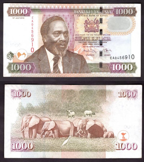 Kenya. 1,000 Shillings 2010 EA0456910 VF.  dy21993