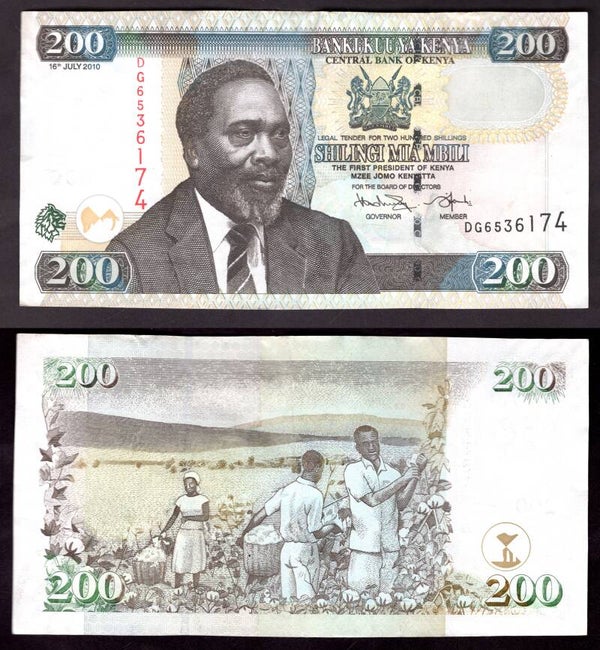 Kenya. 200 Shillings 2010 DG6536174 Crisp NVF.  dy21995