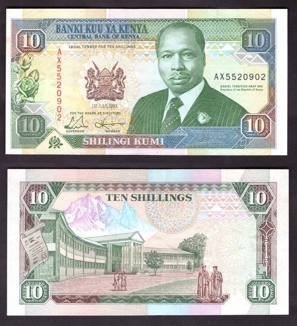Kenya. 10 Shillings 1993 AX5520902 F-VF.  dy21998