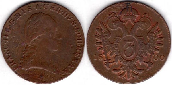 Austria. Three Kreuzer 1800C.    dy22009