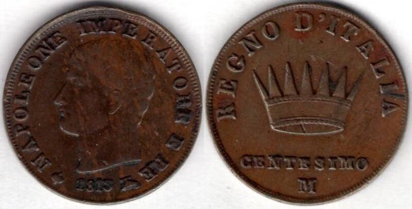 Italy. One Centesimo 1813M.   dy22028