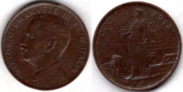 Italy. Centesimo 1918.   dy22036
