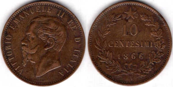 Italy. Ten Centesimi 1866N.   dy22038