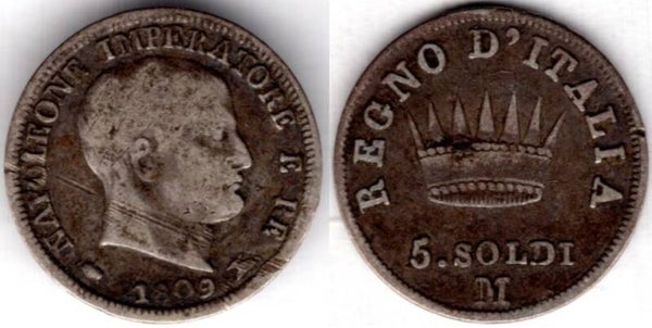 Italy. Five Soldi 1809M.   dy22043