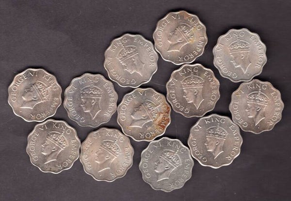 India. 12 x One Anna job lot.  dy22054