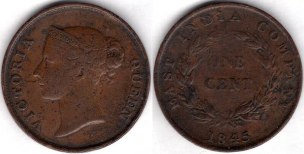 East India Company. One Cent 1845.  dy22075