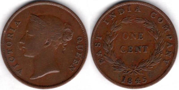 East India Company. One Cent 1845.  dy22076