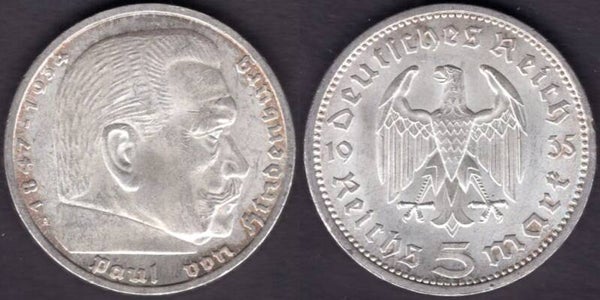 Germany. Five Mark 1935A.   dy22110