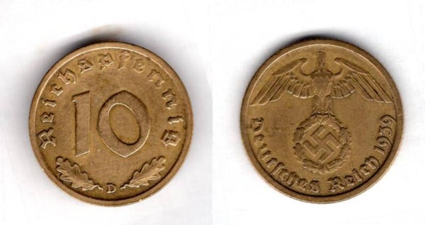 Germany. 10 Pfennig 1939D.   dy22114