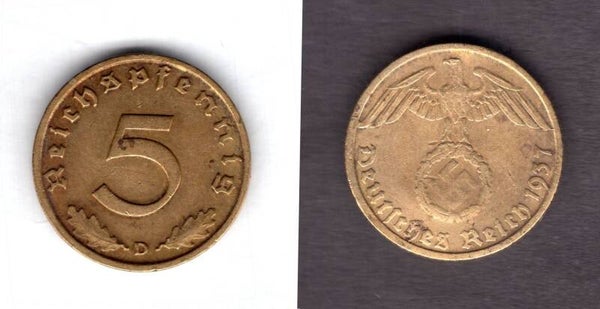 Germany. 5 Pfennig 1937D.   dy22118