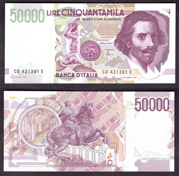 Italy. 50,000 Lire 1992 CD 421301 E Crisp GVF.  dy22134