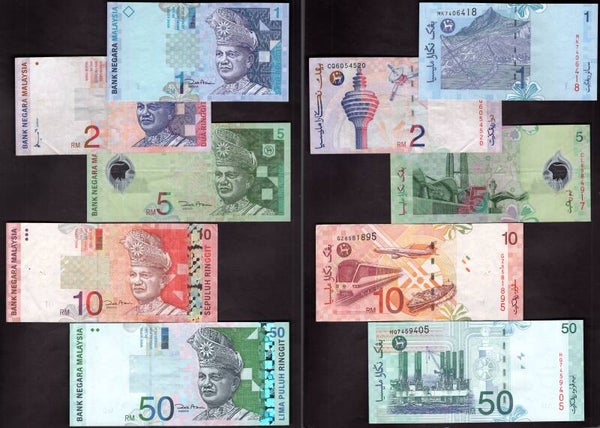 Malaysia. Five banknotes, details below.  DY22140