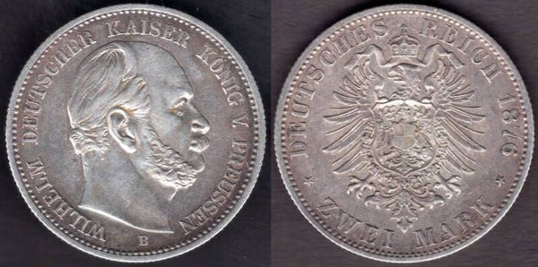 Prussia. Two Mark 1876B    dy22146