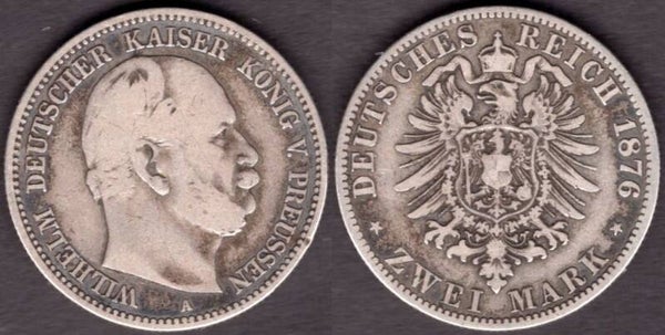Prussia. Two Mark 1876A.   dy22149