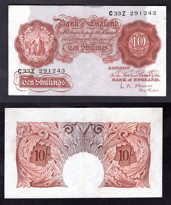 O'Brien. Ten Shillings (1955) C33Z 291243 GVF.   dy22174