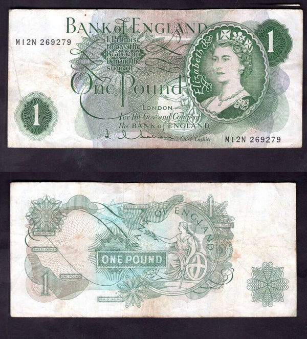 Hollom. £1 (1963) "G" rev. Replacement M12N 269279 VG.   dy22181