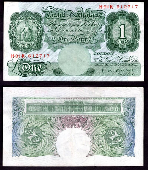 O'Brien. £1 (1955) H91K 612717  Crisp F-VF.   dy22187