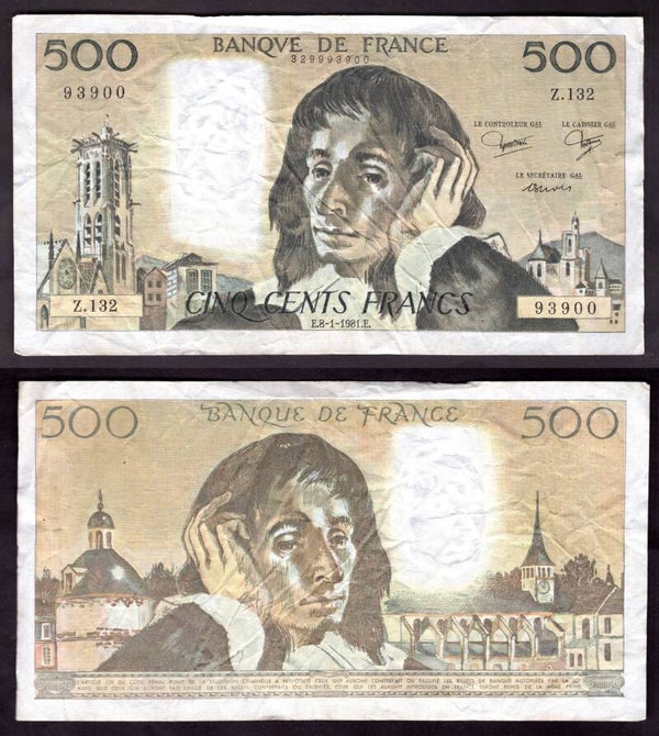 France. 500 Francs 8-1-1981 Fine.       dy22190